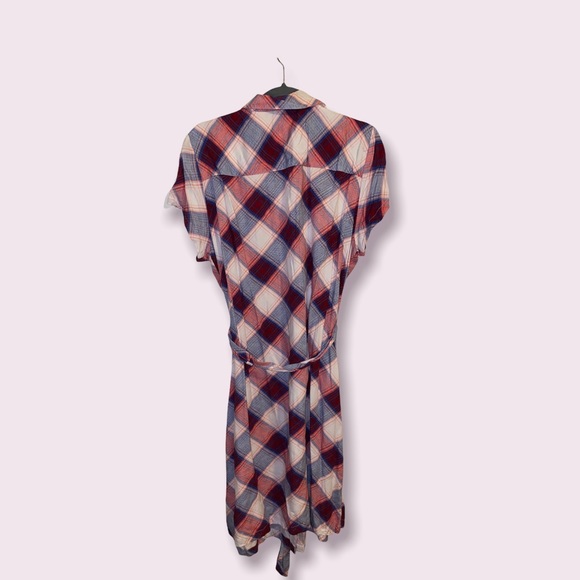 Rock&Republic Belted Button Down Midi Dress size XXL. Tartan red. - Picture 2 of 12